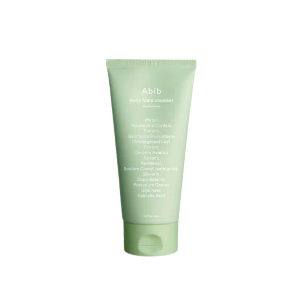 ABIB Acne Foam Cleanser Heartleaf Foam - a gentle yet effective cleanser designed to target acne-prone skin. Infused with Salicylic Acid and Centella Asiatica Extract, it deeply cleanses pores, removes excess oil, and soothes inflammation. This foam cleanser helps to clear breakouts while leaving the skin feeling soft, refreshed, and balanced. Perfect for daily use to maintain a clear and healthy complexion.