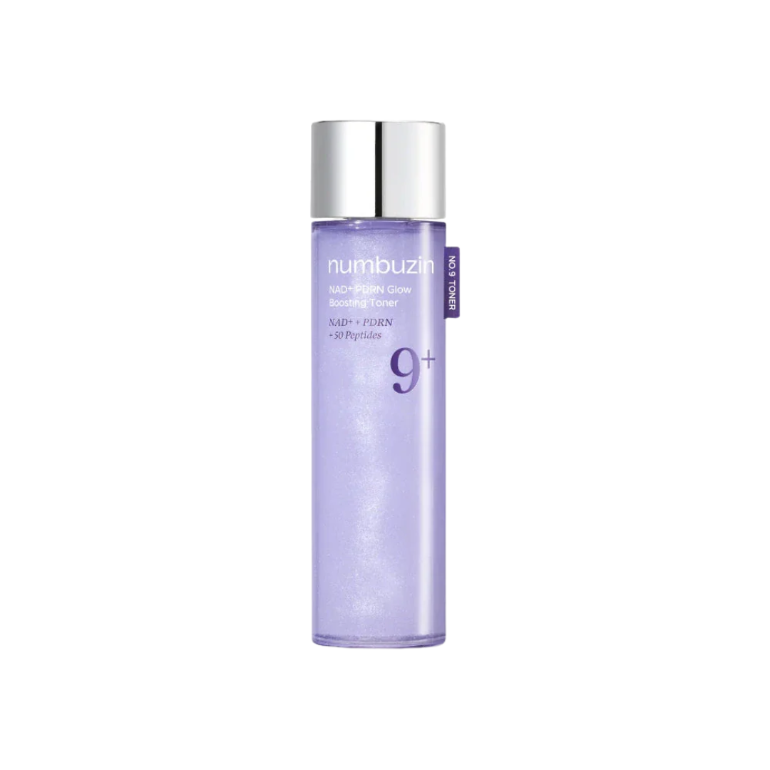 NUMBUZIN No.9 NAD+ PDRN Glow Boosting Toner is a powerful, skin-reviving toner designed to restore radiance and firmness. Infused with NAD+ (Nicotinamide Adenine Dinucleotide), PDRN (Sodium DNA), and a rich blend of peptides, Niacinamide, and Collagen, this toner supports cell renewal, hydration, and elasticity. It helps brighten dull skin, reduce fine lines, and improve overall texture. With added plant extracts and Ceramides, it also soothes and strengthens the skin barrier. Ideal for tired or aging skin