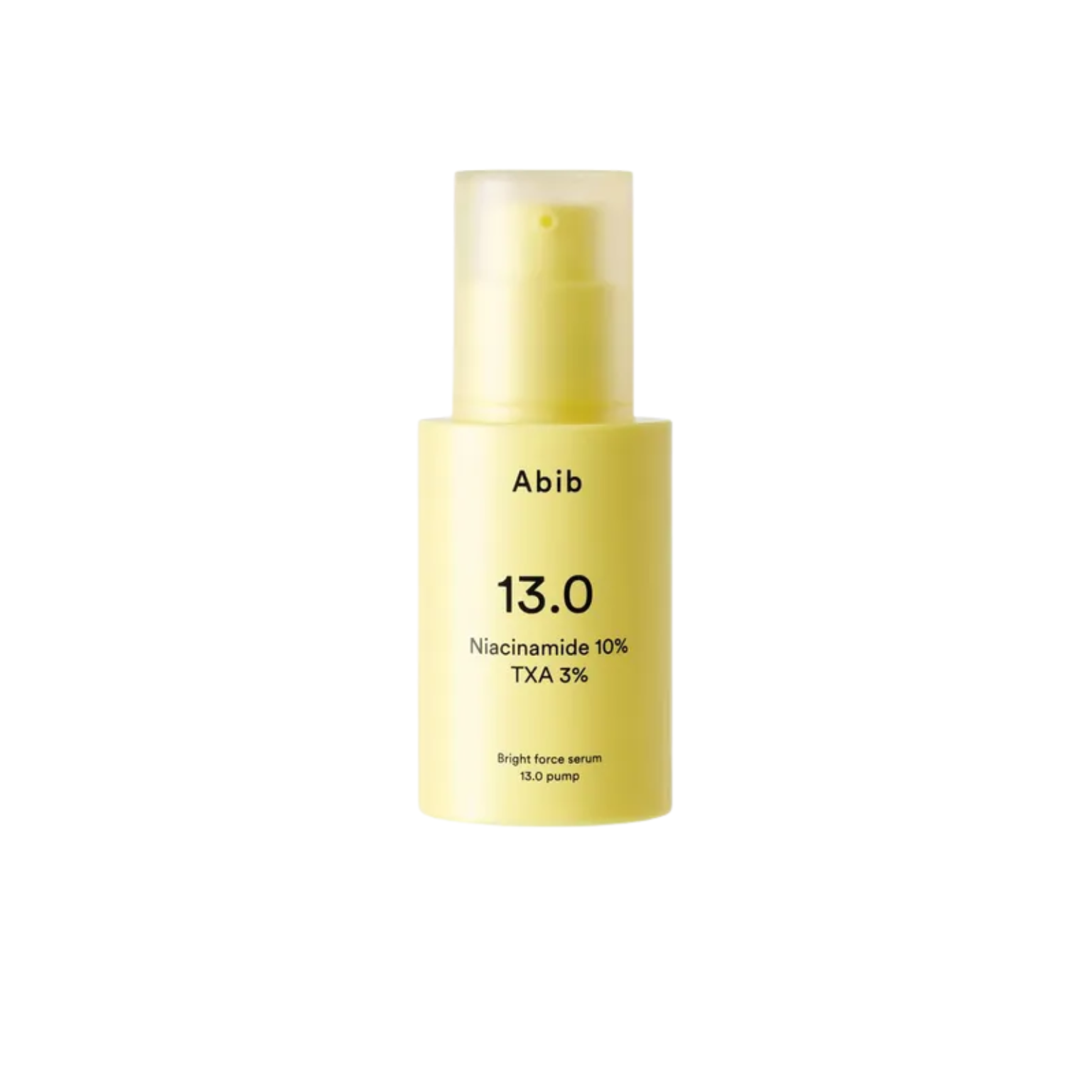 ABIB Bright Force Serum 13.0 Pump is a brightening treatment serum designed to help improve uneven skin tone and reduce the appearance of dark spots. Formulated with 10% Niacinamide and 3% Tranexamic Acid, it helps minimize the look of pigmentation while supporting a clearer, more balanced complexion. Alpha-Arbutin and Vitamin C derivatives help enhance radiance, while Panthenol, Beta-Glucan, and Hyaluronic Acid provide soothing hydration and help maintain the skin barrier. The dense yet fast-absorbing text