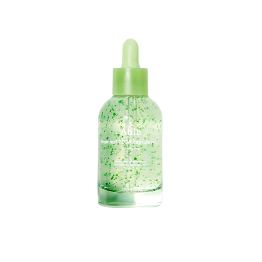 ABIB Heartleaf TECA Capsule Serum Calming Drop is a soothing and hydrating serum designed to calm irritation, reduce redness, and support a healthy skin barrier. Formulated with Houttuynia Cordata Extract, Madecassoside, and Asiaticoside, it helps comfort sensitive skin while improving overall balance. Niacinamide helps brighten and even out skin tone, while Panthenol, Beta-Glucan, and Allantoin provide deep hydration and soothing care. The lightweight texture absorbs quickly, leaving the skin smooth, calm,