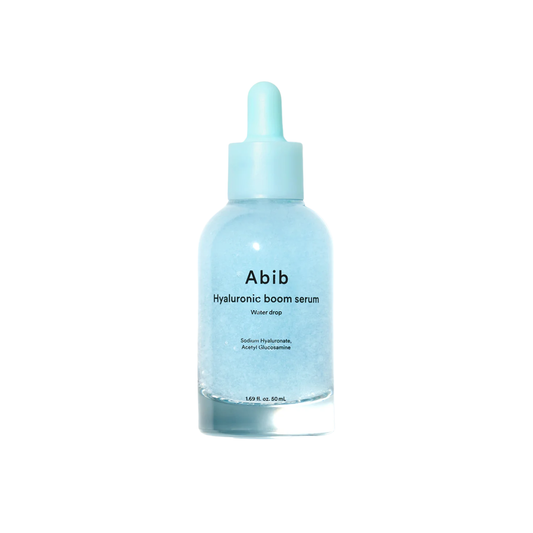 ABIB Hyaluronic Boom Serum Water Drop is a lightweight hydrating serum designed to give skin a deep and instant moisture boost. Formulated with nano-sized Hyaluronic Acid, Sodium Hyaluronate, Glyceryl Glucoside, Acetyl Glucosamine, Ectoin, Panthenol, Beta-Glucan, Ceramide NP, Tocopherol, and Soluble Collagen, it helps improve moisture absorption, retain hydration, and support the skin barrier. The fast-absorbing texture feels cool and refreshing on the skin, making it ideal for dry, dehydrated, normal, comb