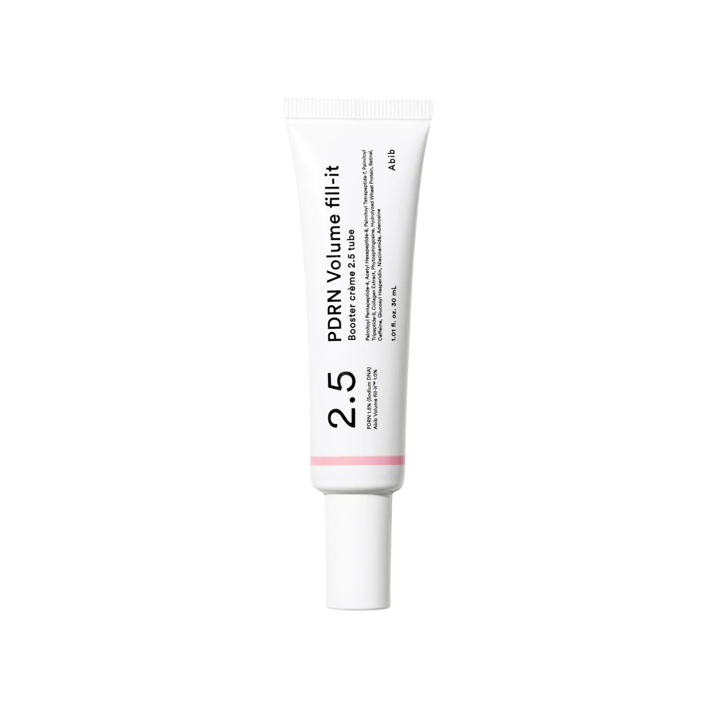 ABIB PDRN Volume Fill-it Booster Crème 2.5 Tube is a lightweight and firming formula designed to boost skin volume and improve elasticity. Enriched with 15,000ppm PDRN and 10,000ppm Volufiline, it helps enhance skin fullness while reducing the appearance of wrinkles. With Retinal and Peptides, this cream smooths fine lines and refines skin texture. Added Ceramides, Squalane, and Panthenol help support the skin barrier and provide lasting hydration, leaving your skin looking plump, firm, and revitalized.