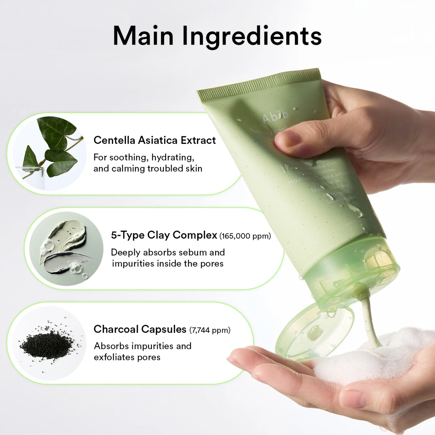 ABIB Pore Clay Pack Cleanser Heartleaf Charcoal Foam 120ml