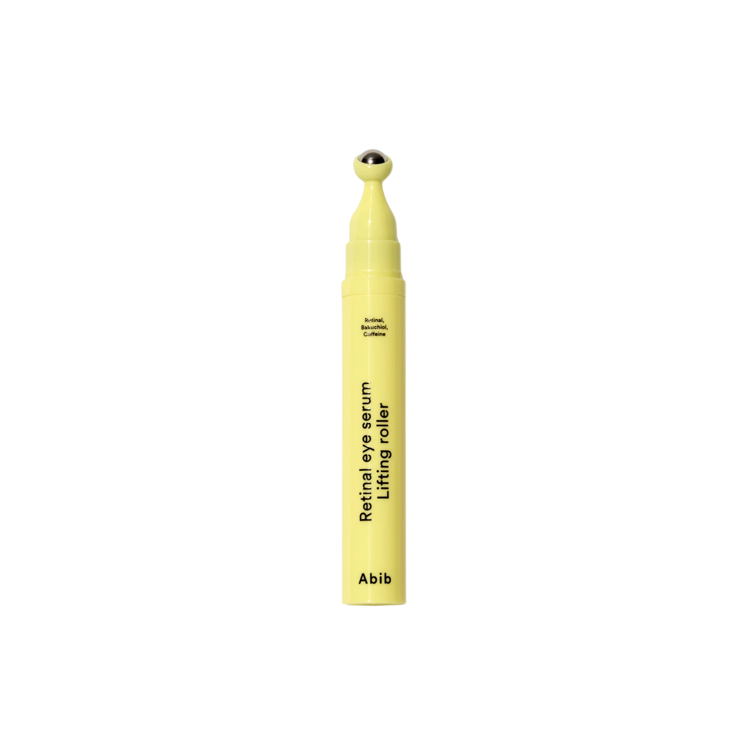 ABIB Retinal Eye Serum Lifting Roller is a lightweight eye treatment designed to help smooth fine lines, reduce puffiness, and improve the appearance of dark circles. Enriched with Retinal and Bakuchiol, it supports skin elasticity and helps refine texture for a firmer look. Caffeine helps visibly reduce puffiness, while Ceramide, Ectoin, and Collagen help protect and strengthen the skin barrier. The cooling roller applicator provides a gentle massage to enhance absorption and leave the eye area feeling ref