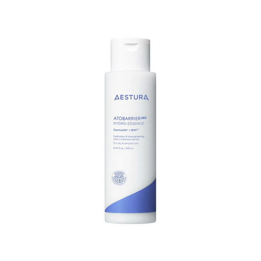 AESTURA Atobarrier 365 Hydro Essence is a fast-absorbing, lightweight essence designed to deliver deep hydration while reinforcing the skin’s natural barrier. Infused with skin-soothing Squalane, it replenishes moisture and calms irritation. A blend of Amino Acids, Urea, and PCA helps lock in hydration and maintain a healthy, balanced skin environment. Ideal for dry, sensitive, or compromised skin.