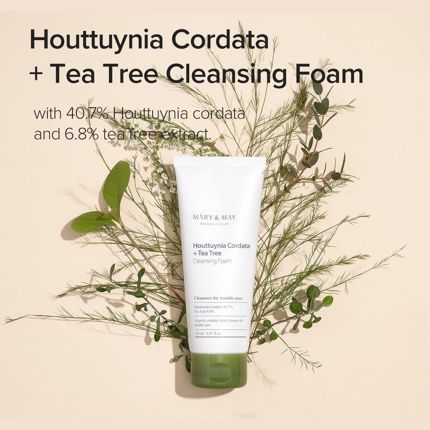 MARY & MAY Houttuynia Cordata + Tea Tree Cleansing Foam 150ml
