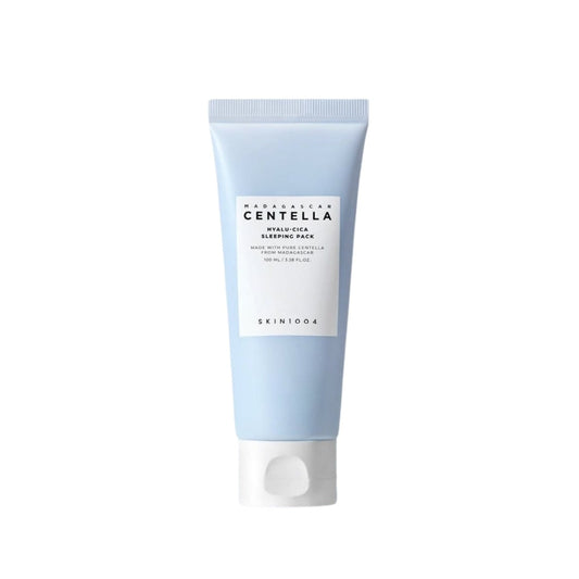 SKIN1004 Madagascar Centella Hyalu-Cica Sleeping Pack is a nourishing overnight treatment designed to hydrate and soothe the skin. It features a rich blend of Centella Asiatica Leaf Extract, Hyaluronic Acid, and Niacinamide to enhance skin barrier function, provide deep hydration, and improve skin tone. Enriched with botanical extracts like Pear Fruit and Melon, and soothing Rosa Damascena Flower Water, this sleeping pack helps to calm the skin overnight, promoting a refreshed and revitalized appearance by 
